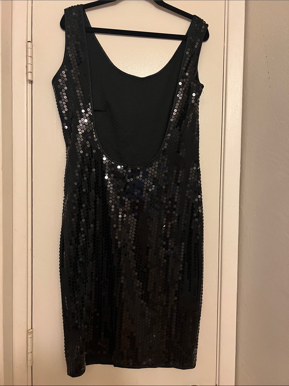 Vintage black Sequin Scoop-Back Mini Dress